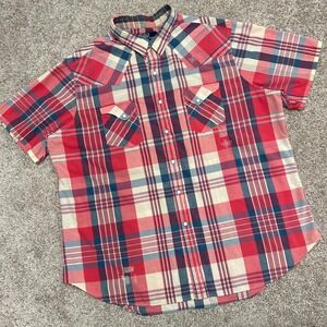 Vintage Polo Ralph Lauren Pearl Snap Plaid Western‎ Shirt Men Size XXL ALTERED*
